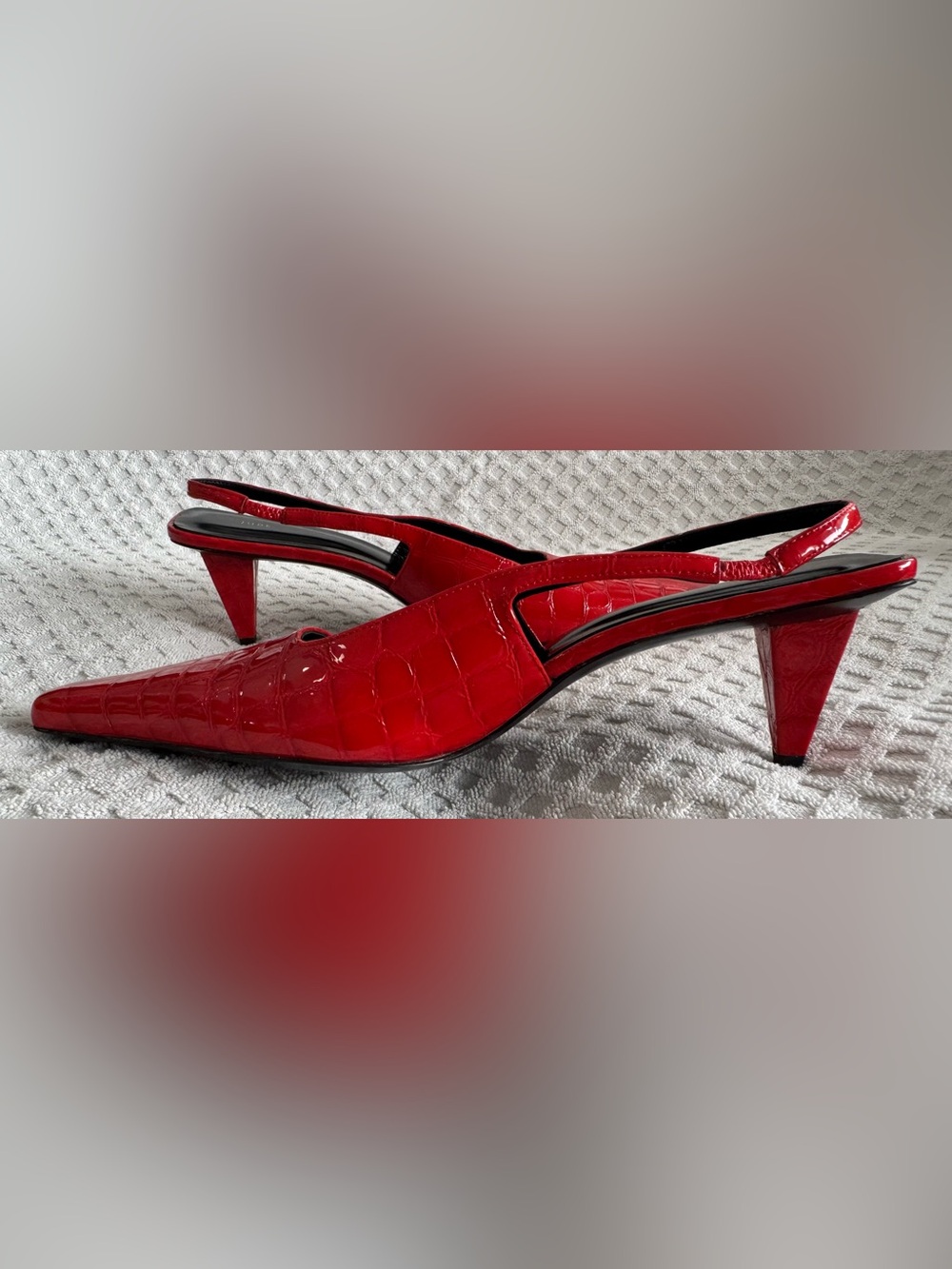 Jude 65mm Iris Slingback Pumps in Red Patent Leather Croc Embossed Size 41 US 11 - Picture 9 of 15